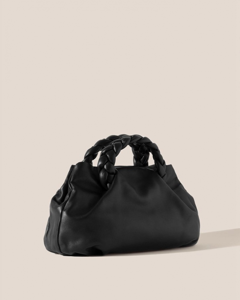 Hereu Bombon L Plaited-handle Leather Women's Tote Bag Black | NZ-69KJOFRHB