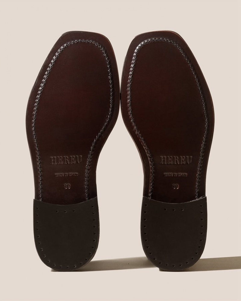 Hereu Bonell Woven T-bar Mule Women's Loafers Dark Brown | NZ-23HBIRWQJ