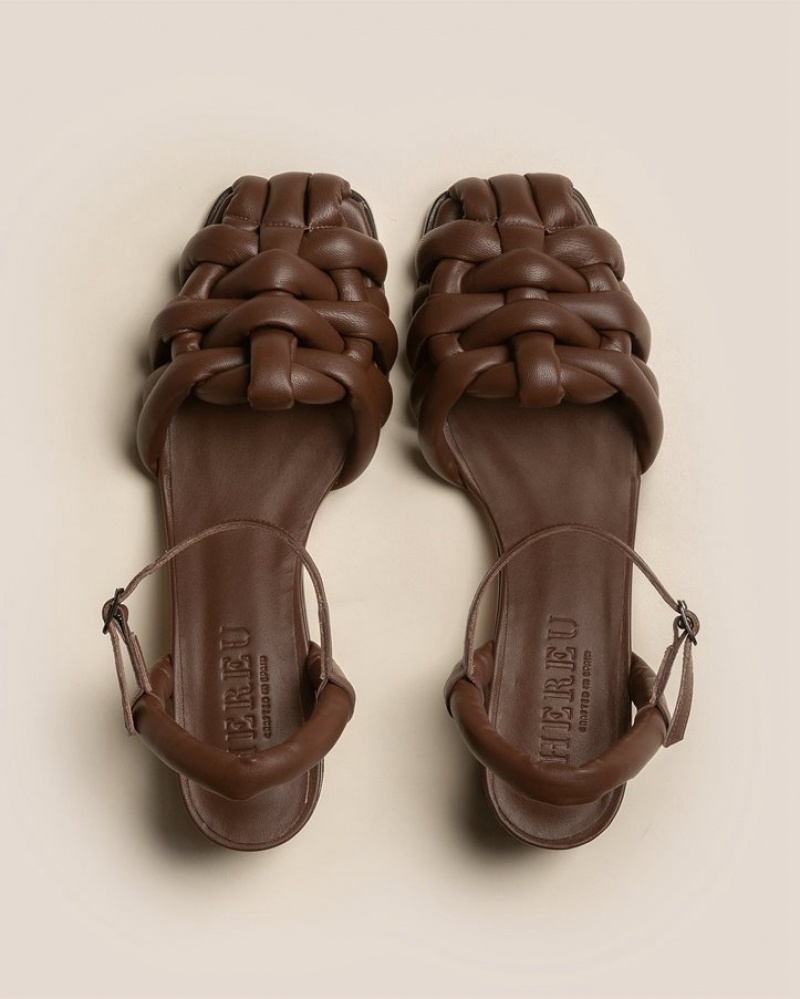 Hereu Cabersa Heeled Padded Fisherman Women's Sandals Chocolate | NZ-02UXJDBCT