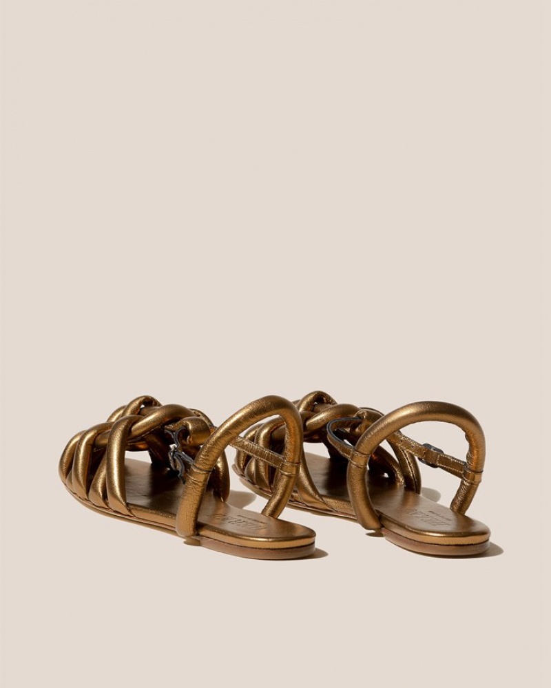 Hereu Cabersa Metallic Padded Fisherman Women's Sandals Gold | NZ-83HSMJITK