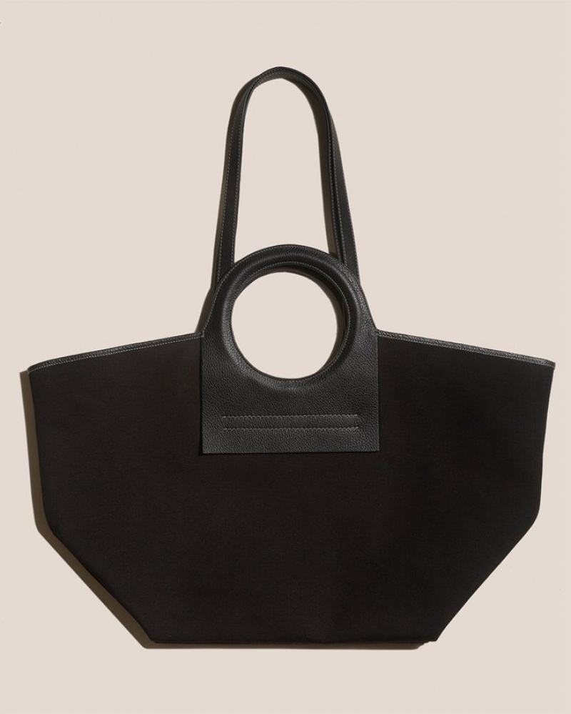 Hereu Cala L Leather-trimmed Canvas Men's Tote Bag Black | NZ-80VSWTNUH