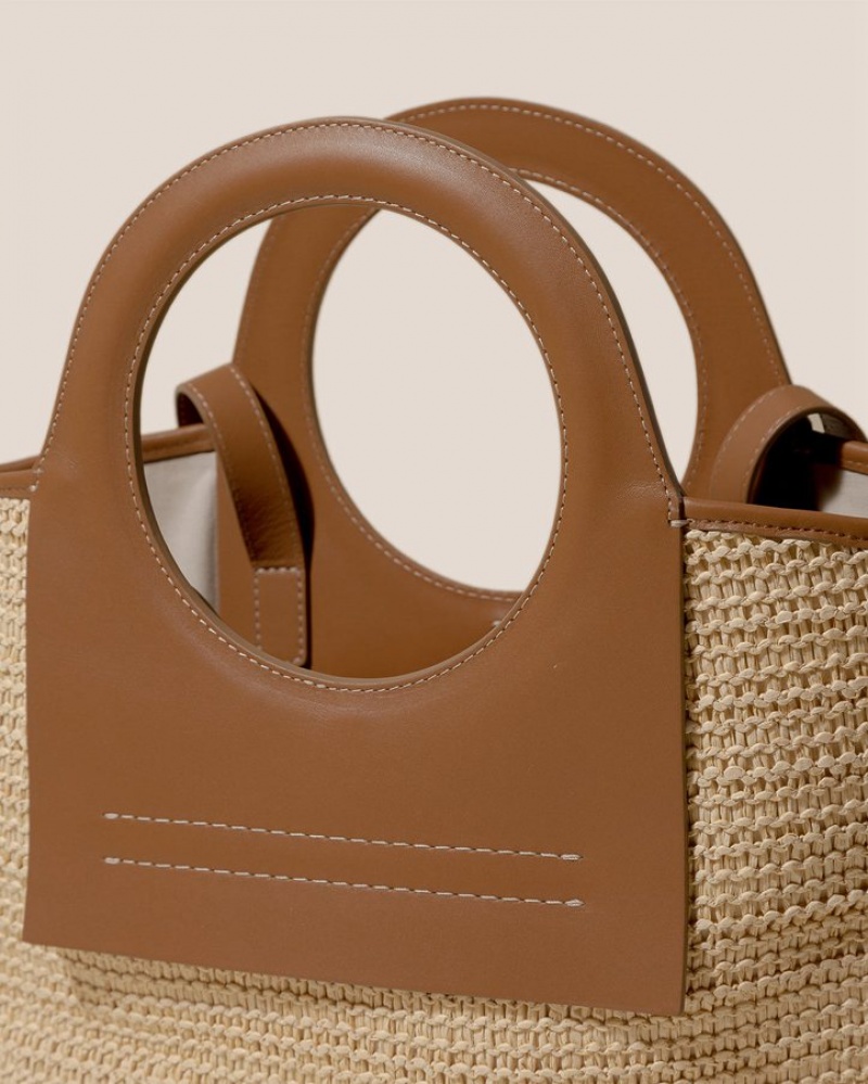 Hereu Cala S Raffia Leather-trimmed Men's Tote Bag Brown / Khaki | NZ-09GRFLSZW