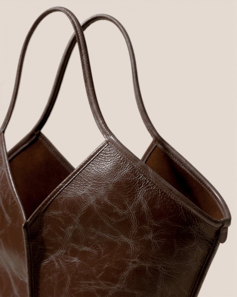 Hereu Calella Distressed Leather Women's Tote Bag Chocolate | NZ-01QTLFOBU