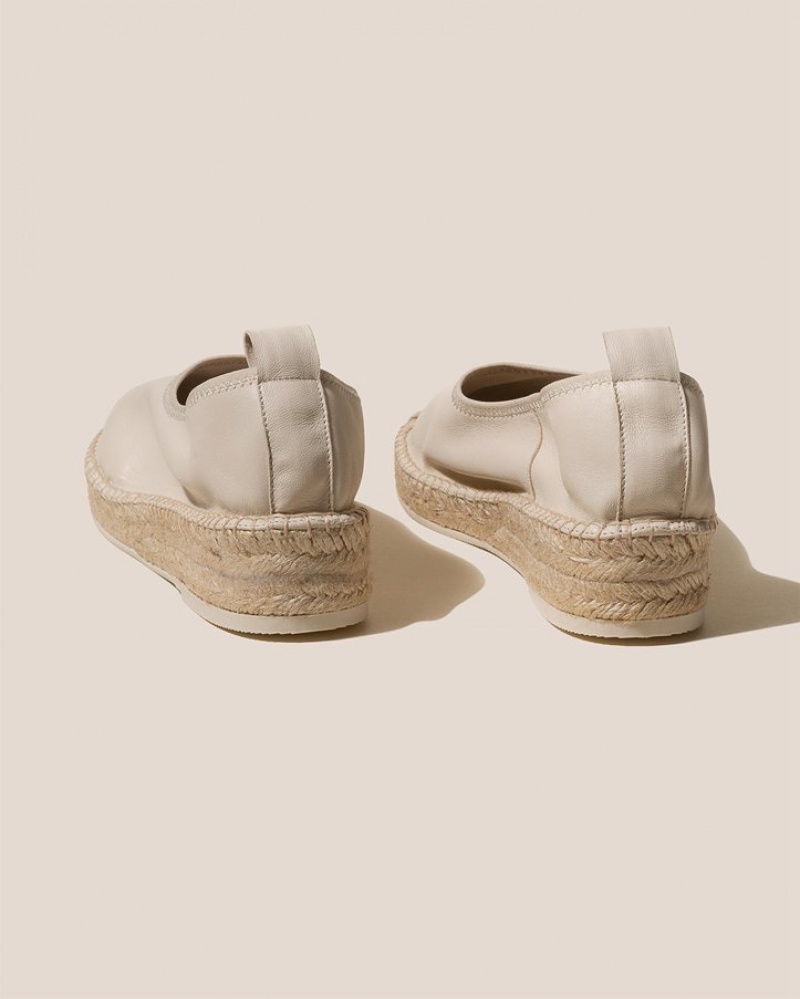 Hereu Caprala Elasticated High Cut Wedge Women's Espadrilles Cream | NZ-47NGJMIPL