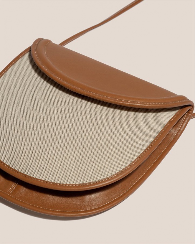 Hereu Escalo Canvas Saddle Women's Crossbody Bag Beige / Brown | NZ-32WHBJSYD