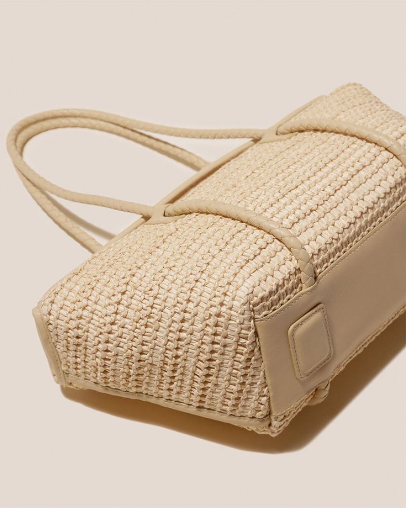 Hereu Forna Raffia Leather Framed Women's Shoulder Bag Beige | NZ-73APZORNX