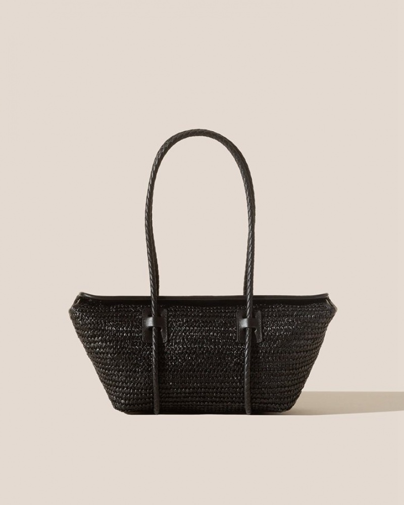 Hereu Forna Raffia Leather Framed Women's Shoulder Bag Black | NZ-37XOIFUPC