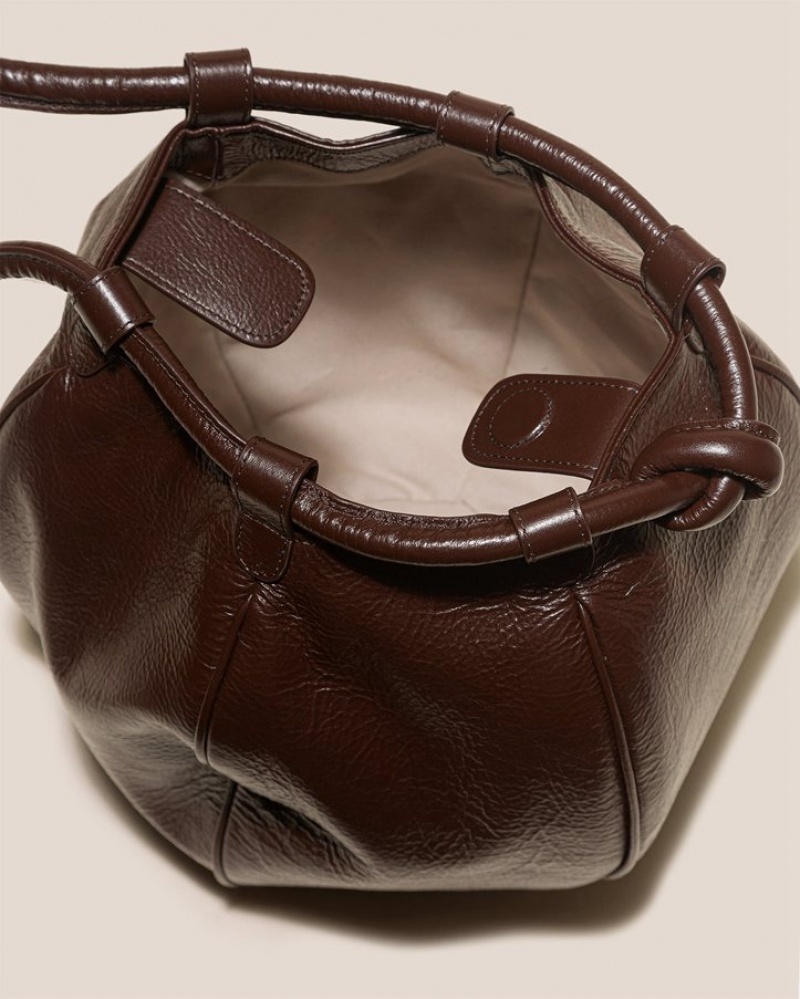 Hereu Globul Distressed Balloon-shaped Women's Shoulder Bag Dark Brown | NZ-07ICOHPFQ