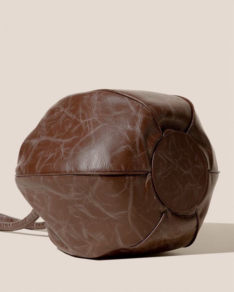 Hereu Globul Distressed Balloon-shaped Women's Shoulder Bag Chocolate | NZ-78JLQNDAE