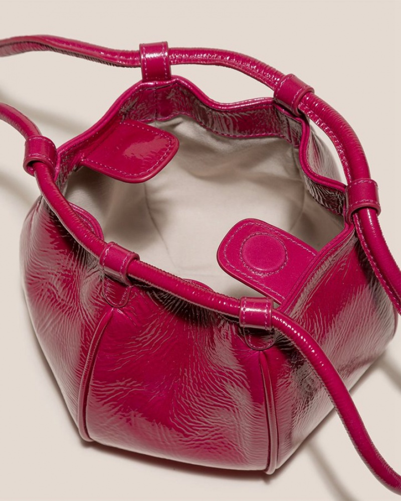 Hereu Globul Mini Crinkled Glossy Balloon-shaped Women's Crossbody Bag Dark Pink | NZ-58PVUHADB