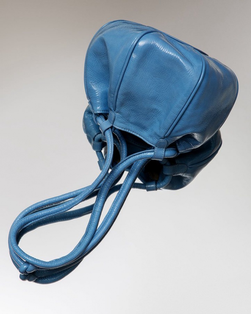 Hereu Globul Mini Crinkled Glossy Balloon-shaped Women's Crossbody Bag Blue | NZ-86ODSKAVZ