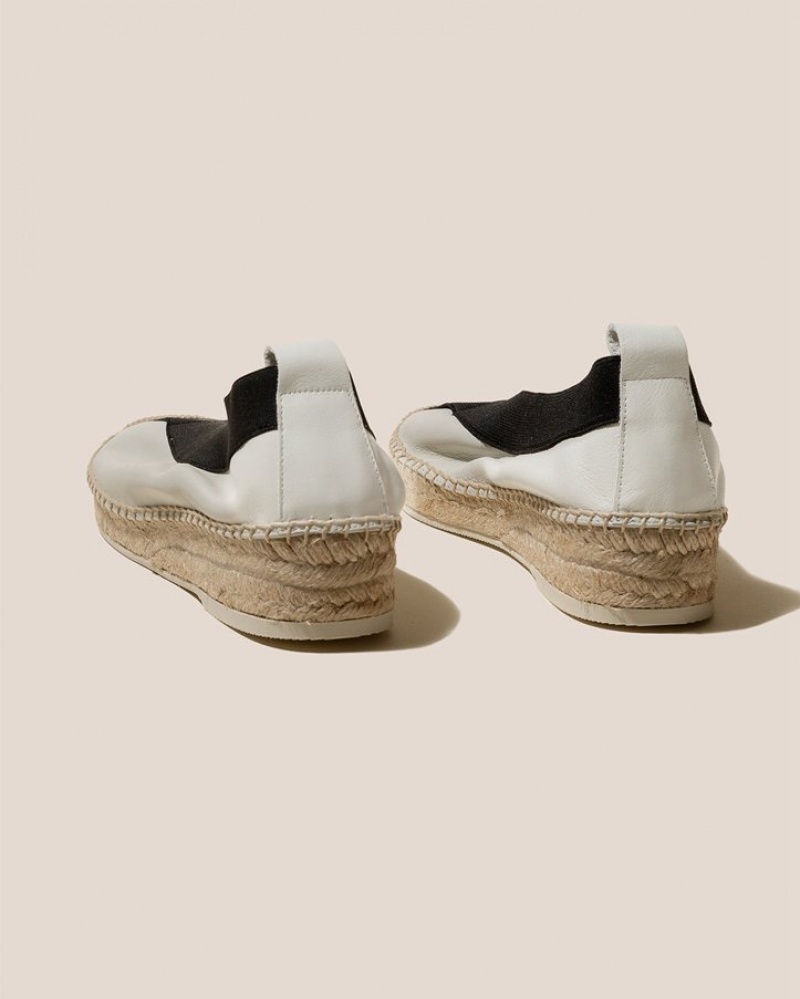 Hereu Horta Elasticated Wedge Women's Espadrilles Cream / Black | NZ-85KRHECFP