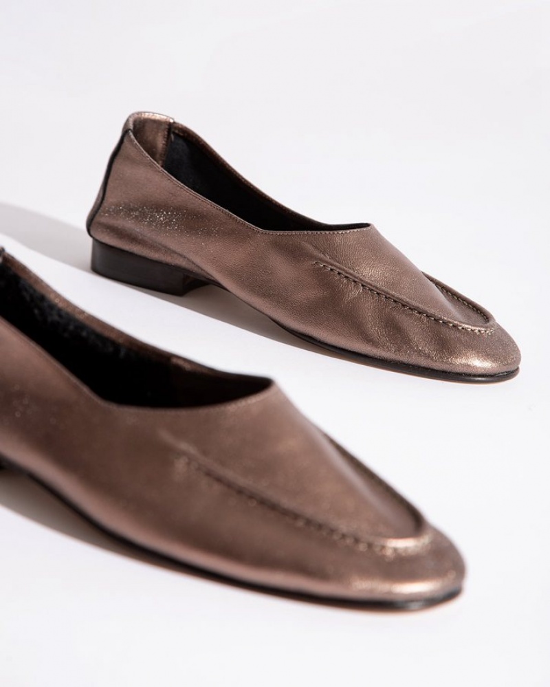 Hereu Juliol Metallic High Cut Deconstructed Women's Loafers Dark Rose Gold | NZ-02GMFIYQT