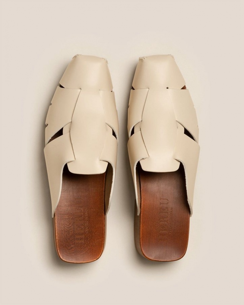 Hereu Licia Square Toe-fisherman Women's Mules Beige | NZ-19BCZGMQP