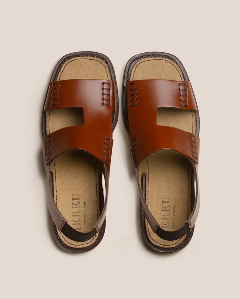 Hereu Llaut Square Slingback Men's Sandals Brown | NZ-67HEXGRQV