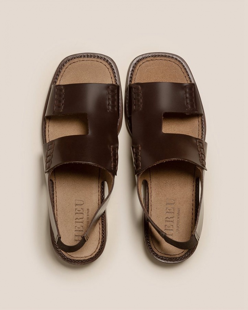 Hereu Llaut Square Slingback Men's Sandals Dark Brown | NZ-73OBARCQE