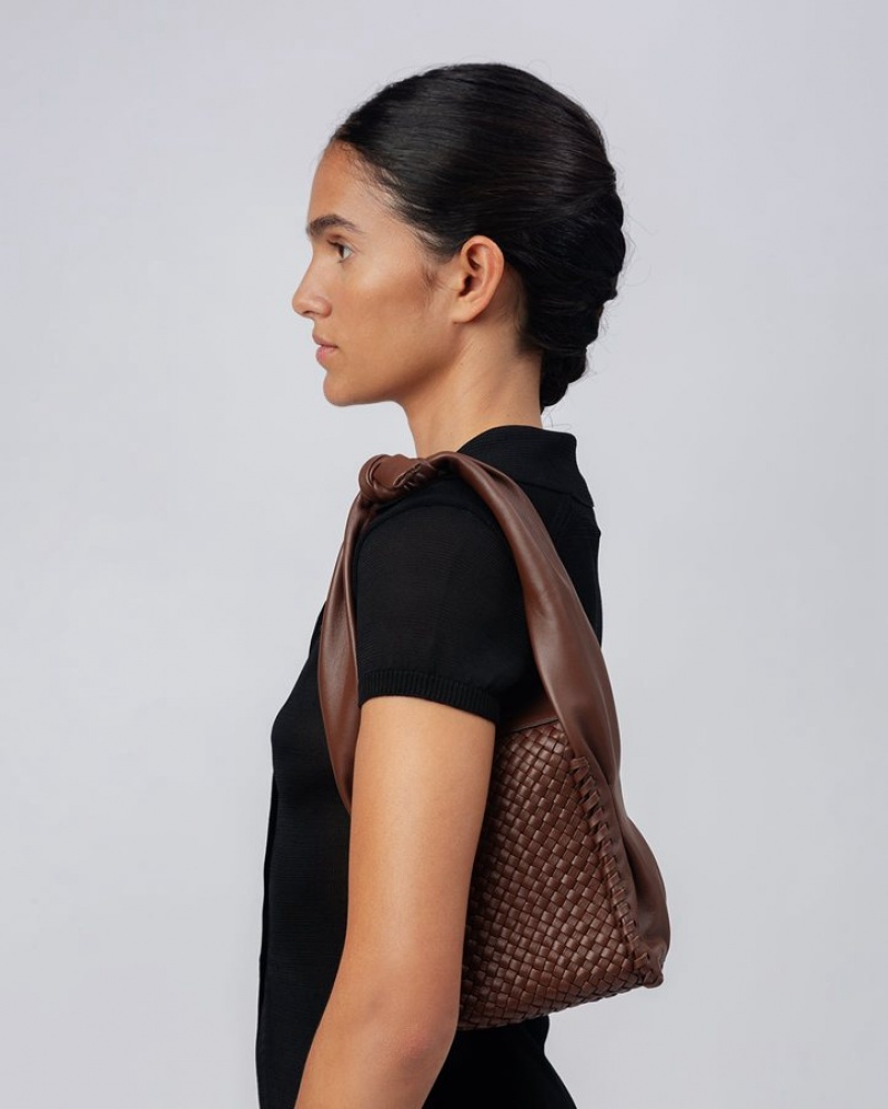 Hereu Molta Handwoven Mini Box Women's Shoulder Bag Chocolate | NZ-67QWMIGNA