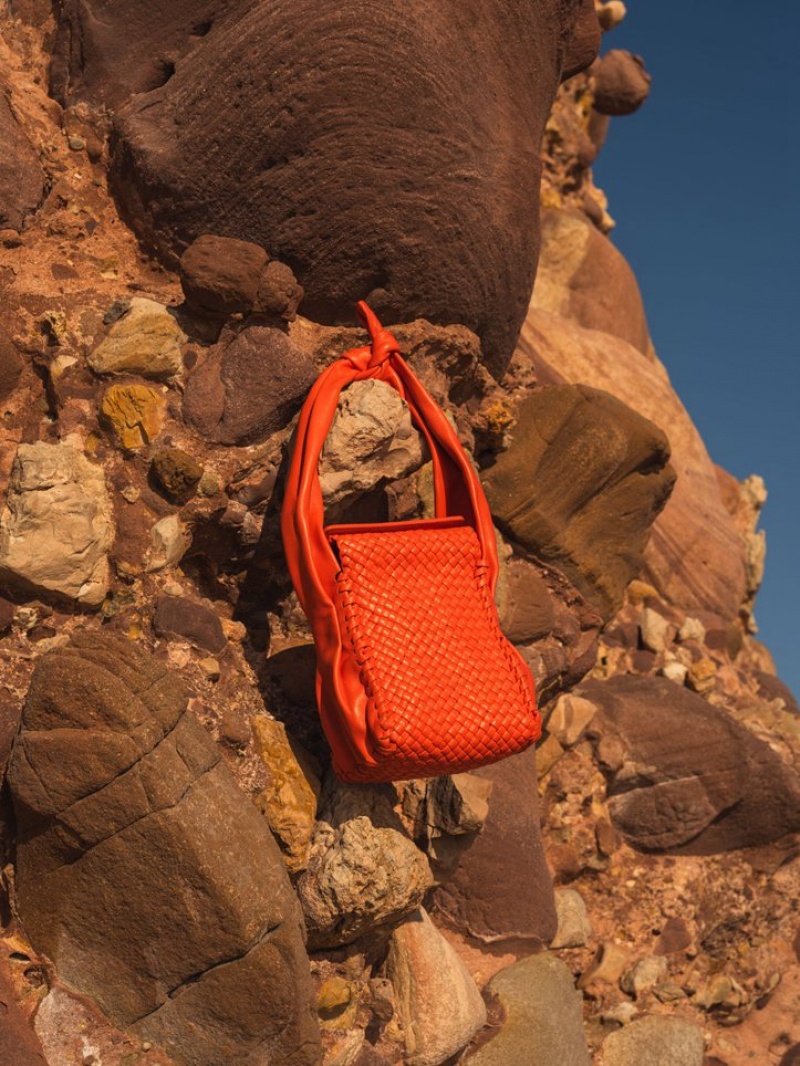 Hereu Molta Handwoven Mini Box Women's Shoulder Bag Orange | NZ-92PQZXWGD