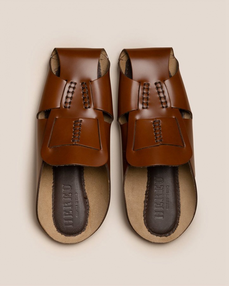 Hereu Muntana Flat Fisherman Men's Mules Brown | NZ-56SYMPVWR