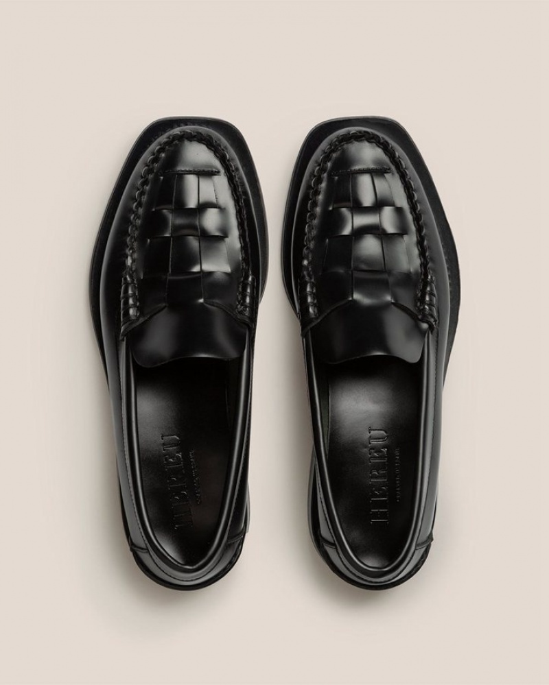 Hereu Nombela Interwoven Detail Slip-on Men's Loafers Black | NZ-76CPIGRKY