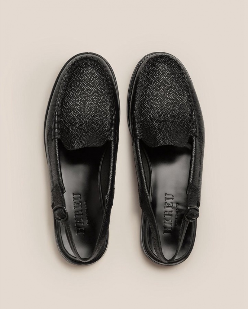 Hereu Raiguer Slingback Pebbled Men's Loafers Black | NZ-76DISHBQM