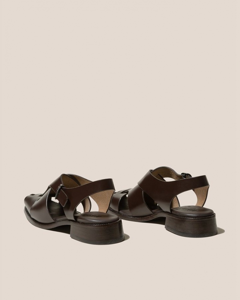 Hereu Raima Asymmetrical Fisherman Women's Sandals Dark Brown | NZ-25JSBFERC