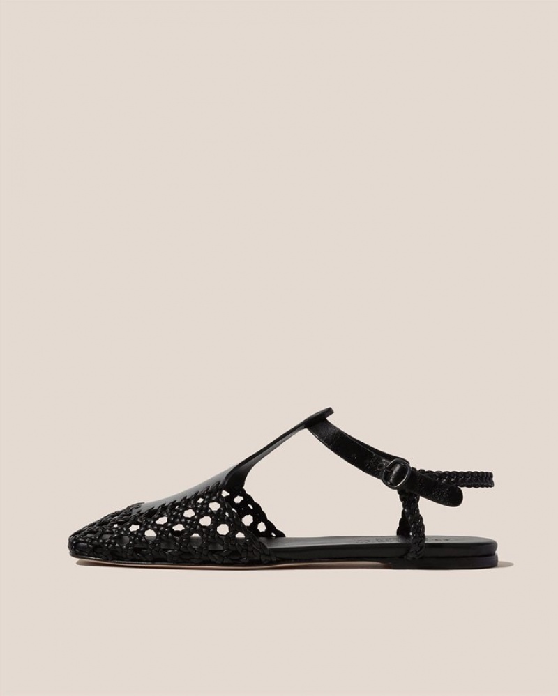 Hereu Reixa Woven T-bar Women's Sandals Black | NZ-65QXBCPLD