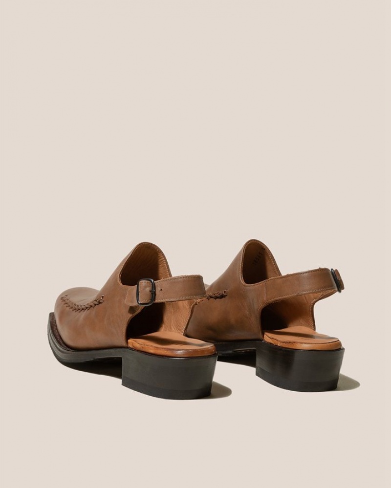 Hereu Saura Square-toe Slingback Women's Clogs Brown | NZ-10IOKLJRH