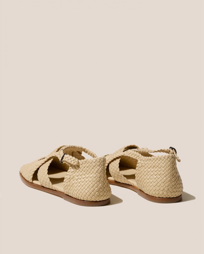 Hereu Serra Woven T-bar Women's Sandals Cream | NZ-76EFAPWQJ