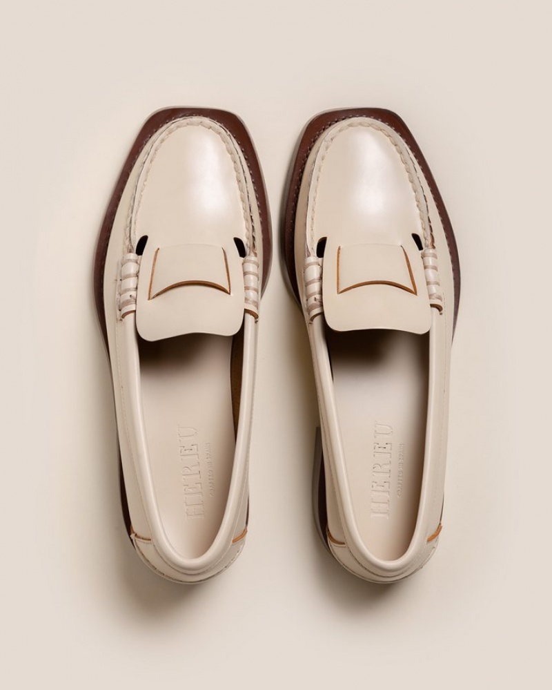 Hereu Sineu Interlaced-detail Slip-on Women's Loafers Beige | NZ-12ZBGTYMA