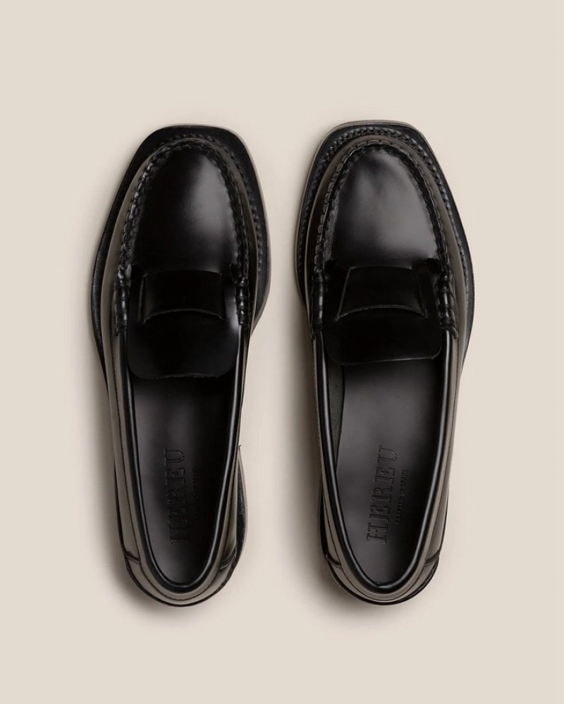 Hereu Sineu Interlaced-detail Slip-on Women's Loafers Black | NZ-39AZUFGHR