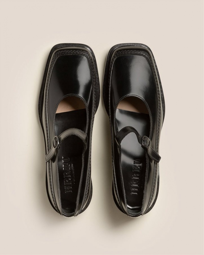 Hereu Sio Polished Mary Jane Women's Loafers Black | NZ-02KXPLQAV