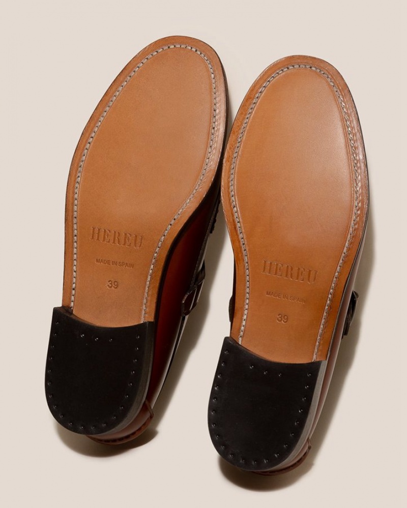 Hereu Soller Brushed T-bar Men's Loafers Brown | NZ-31FGPRBCL