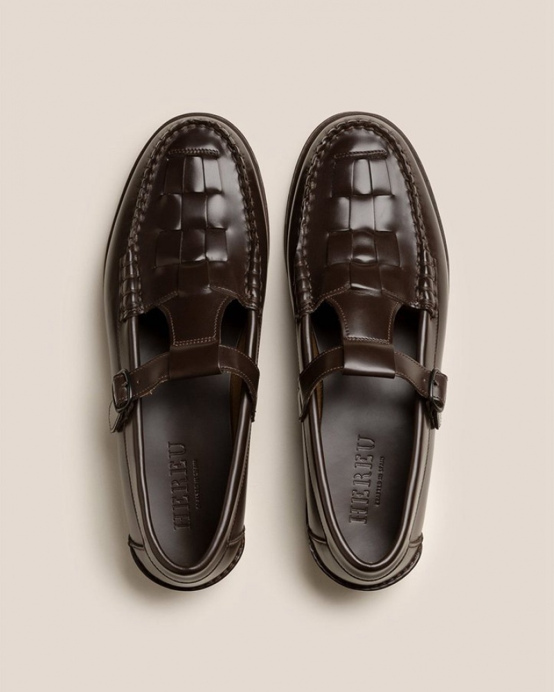 Hereu Soller T-bar Men's Loafers Dark Brown | NZ-13EWTCNVQ