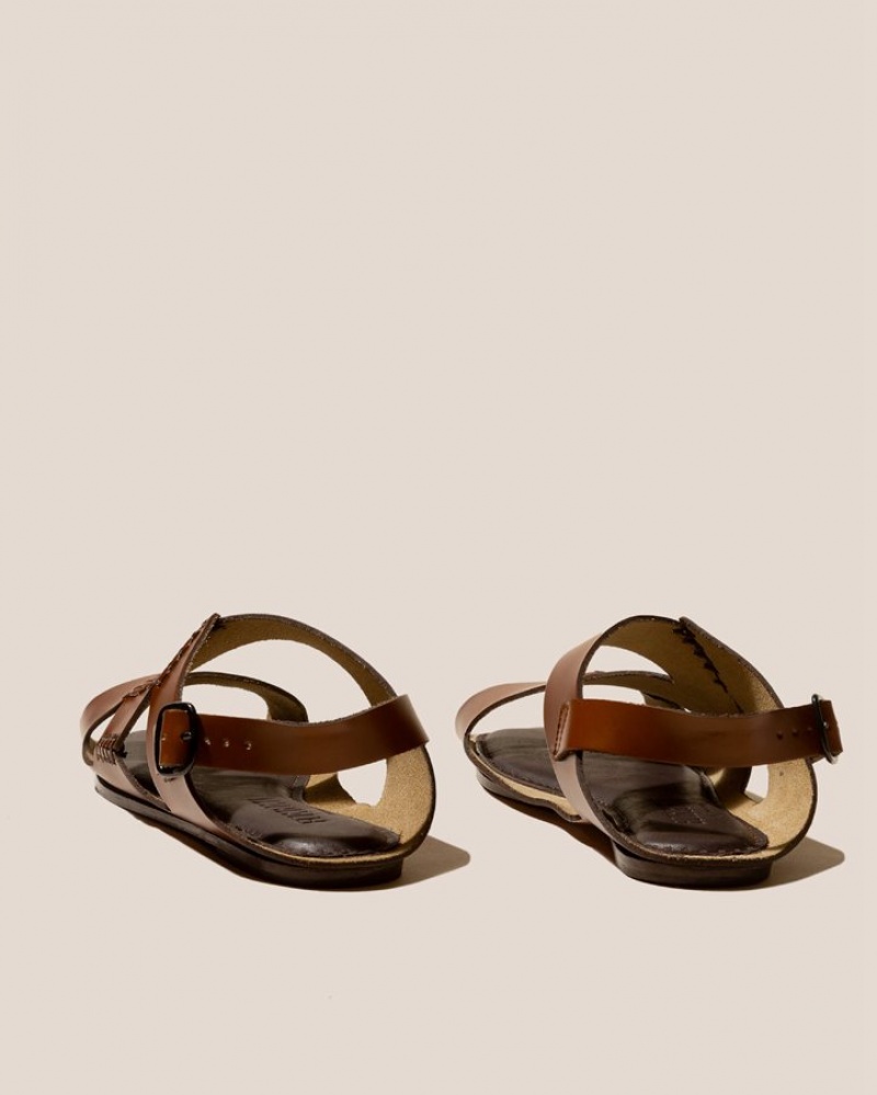 Hereu Suset Flat Asymmetrical Women's Sandals Dark Brown | NZ-50BVOMIHG