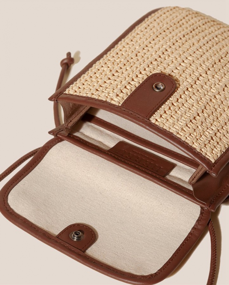 Hereu Terra Raffia Square-flat Men's Crossbody Bag Beige / Brown | NZ-39NDGZUPT