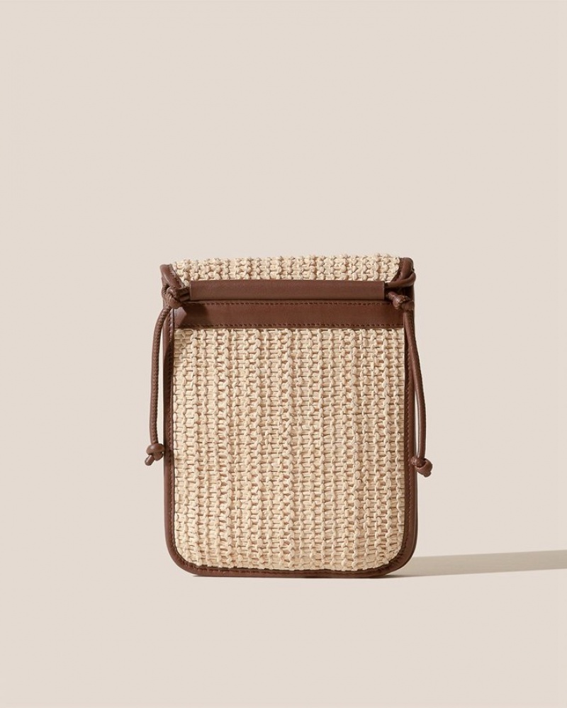 Hereu Terra Raffia Square-flat Men's Crossbody Bag Beige / Brown | NZ-39NDGZUPT