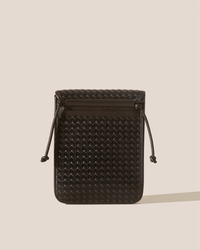 Hereu Terra Woven Square-flat Men's Crossbody Bag Black / Dark Brown | NZ-59CDSVREF