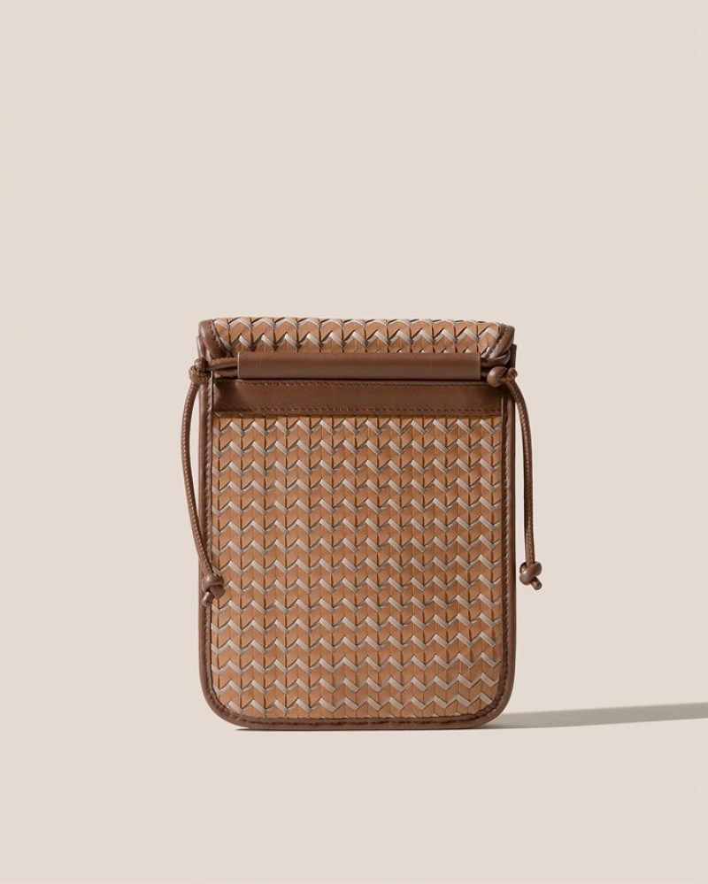 Hereu Terra Woven Square-flat Women's Crossbody Bag Brown / Beige | NZ-17BSNULDI