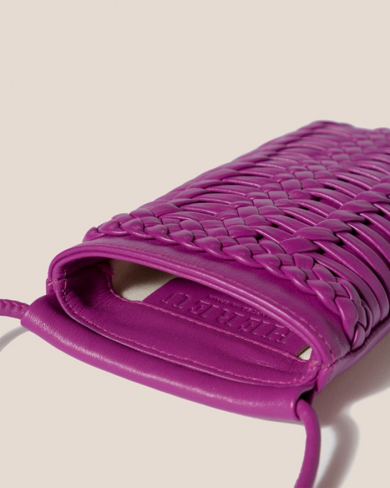 Hereu Trena Woven Women's Phone Bag Dark Pink | NZ-47SZWMKQP